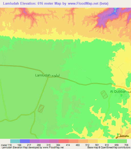 Lamludah,Libya Elevation Map