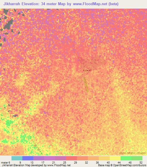 Jikharrah,Libya Elevation Map