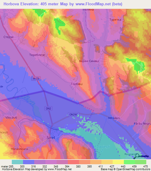 Horbova,Ukraine Elevation Map
