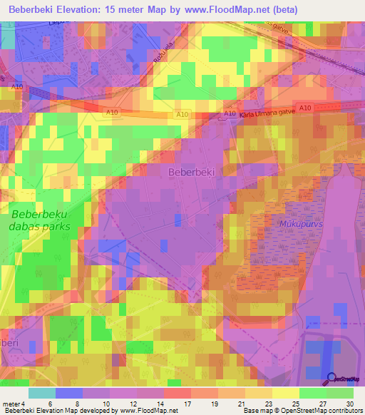 Beberbeki,Latvia Elevation Map