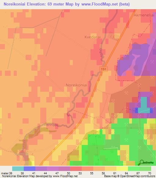 Noreikoniai,Lithuania Elevation Map