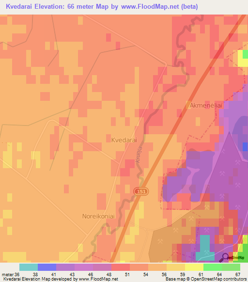 Kvedarai,Lithuania Elevation Map