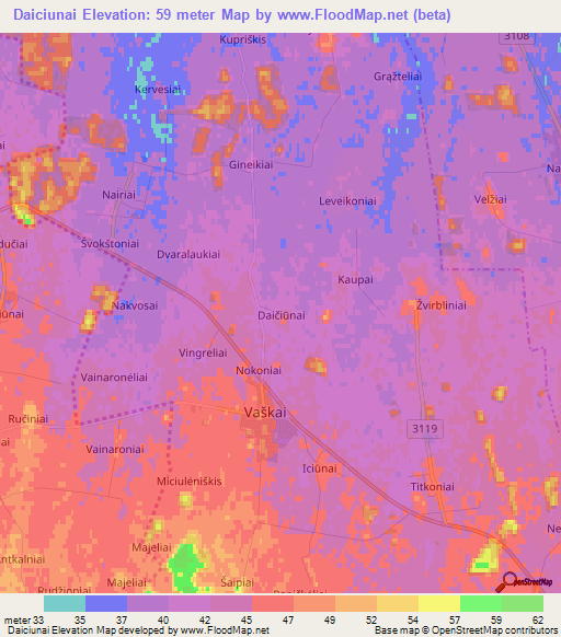 Daiciunai,Lithuania Elevation Map