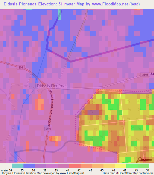 Didysis Plonenas,Lithuania Elevation Map