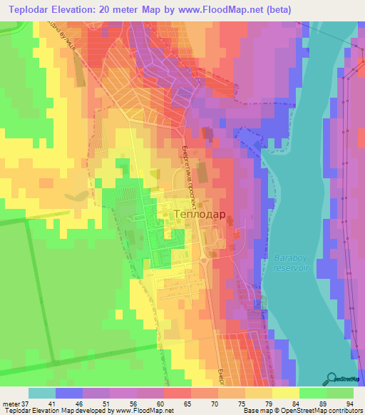 Teplodar,Ukraine Elevation Map