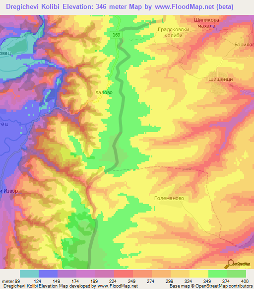 Dregichevi Kolibi,Bulgaria Elevation Map