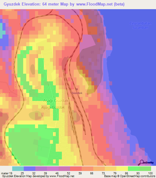 Gyuzdek,Azerbaijan Elevation Map