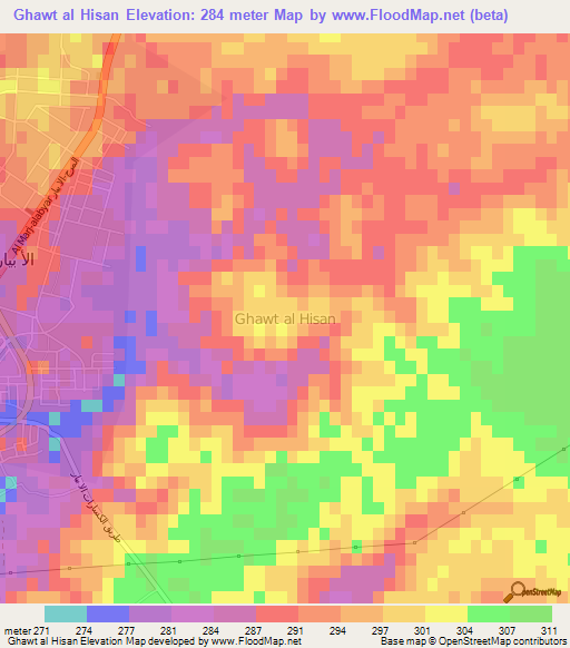 Ghawt al Hisan,Libya Elevation Map