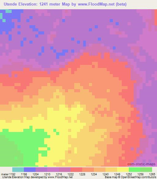 Utende,Angola Elevation Map