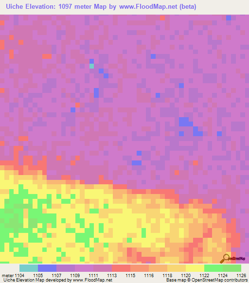 Uiche,Angola Elevation Map