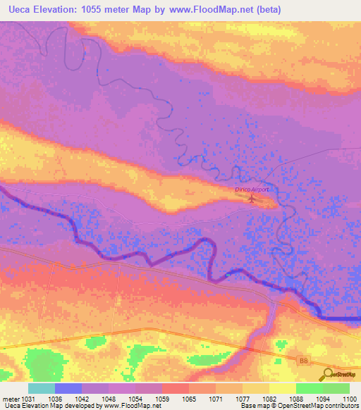 Ueca,Angola Elevation Map