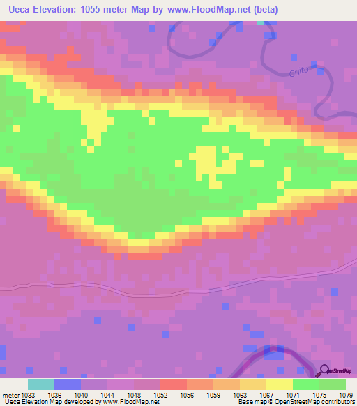 Ueca,Angola Elevation Map