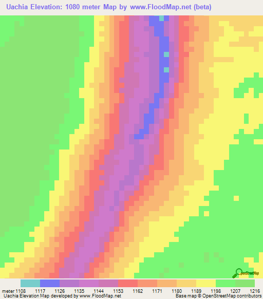 Uachia,Angola Elevation Map