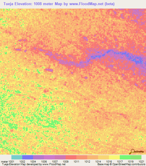 Tueja,Angola Elevation Map