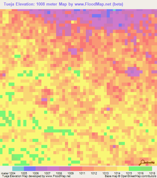 Tueja,Angola Elevation Map