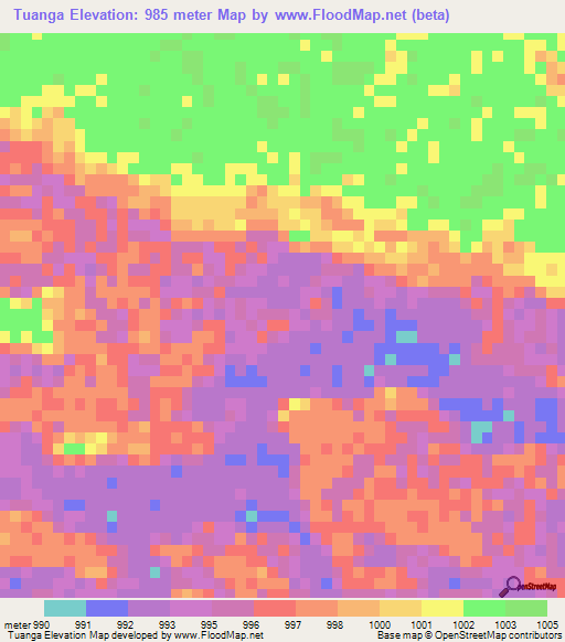 Tuanga,Angola Elevation Map