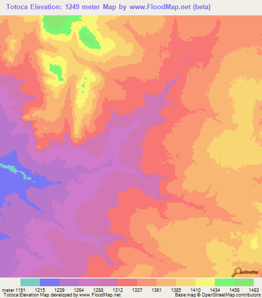 Totoca,Angola Elevation Map