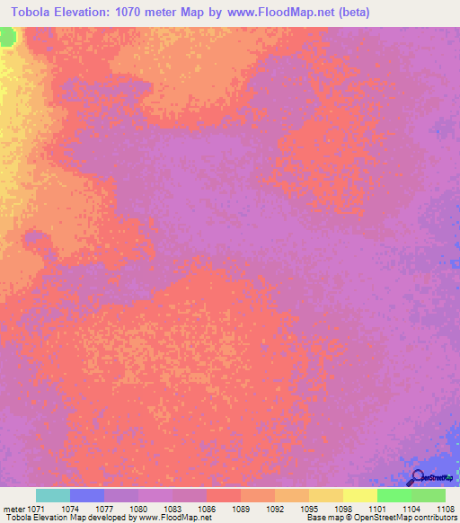 Tobola,Angola Elevation Map