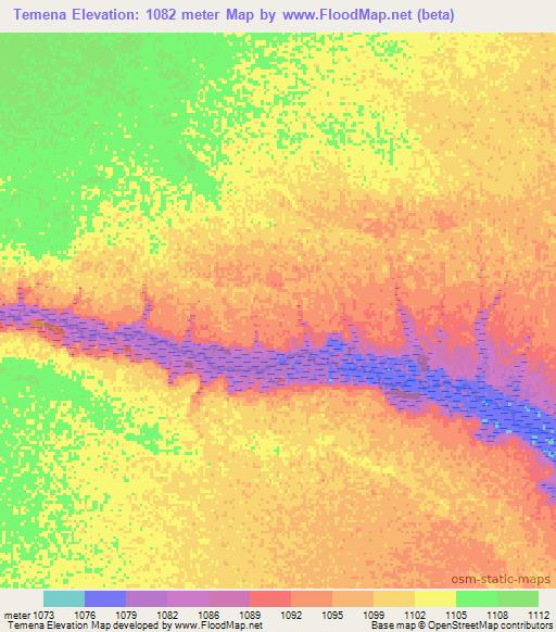 Temena,Angola Elevation Map