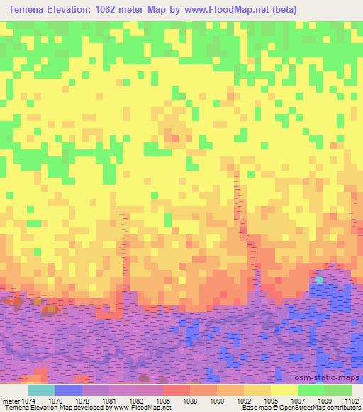 Temena,Angola Elevation Map