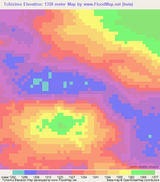 Tchizimo,Angola Elevation Map