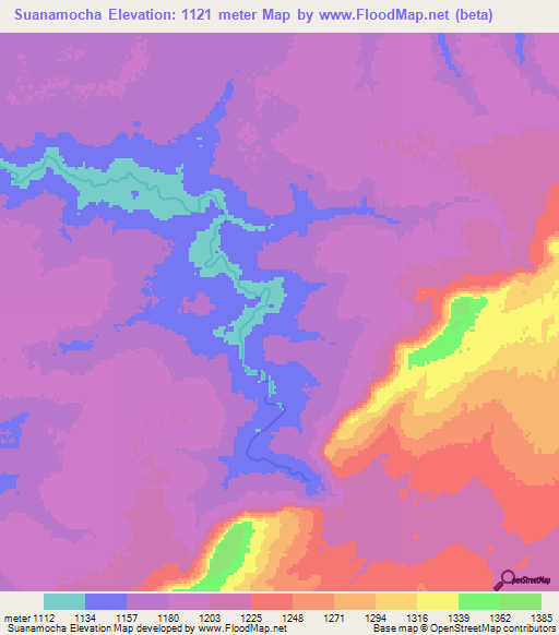 Suanamocha,Angola Elevation Map