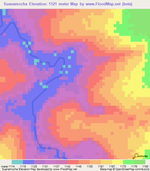 Suanamocha,Angola Elevation Map