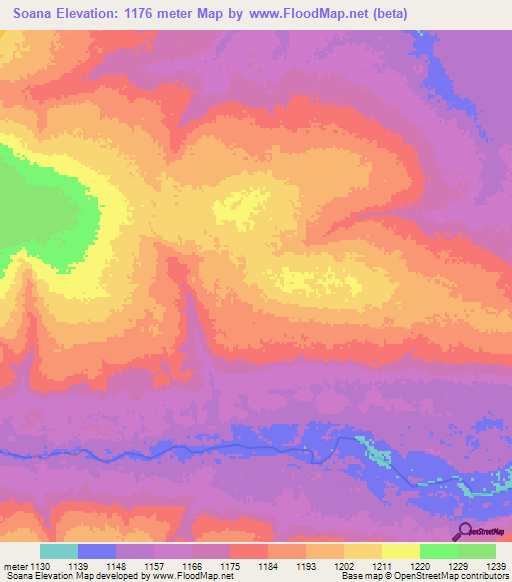 Soana,Angola Elevation Map