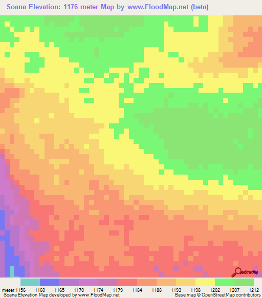 Soana,Angola Elevation Map