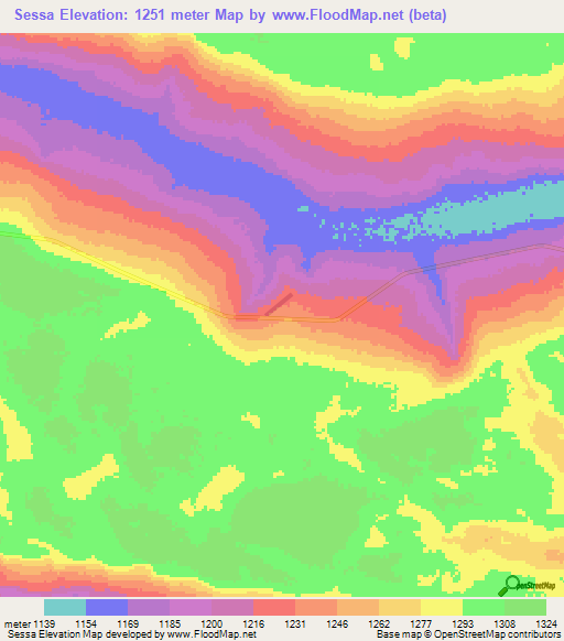Sessa,Angola Elevation Map