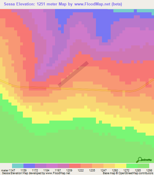Sessa,Angola Elevation Map