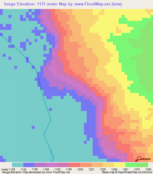 Senga,Angola Elevation Map