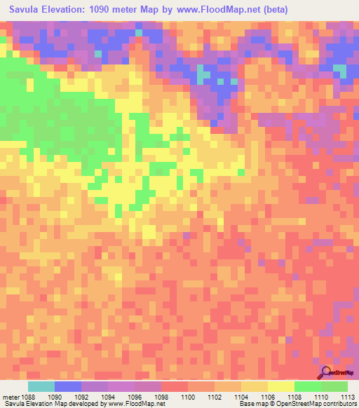 Savula,Angola Elevation Map