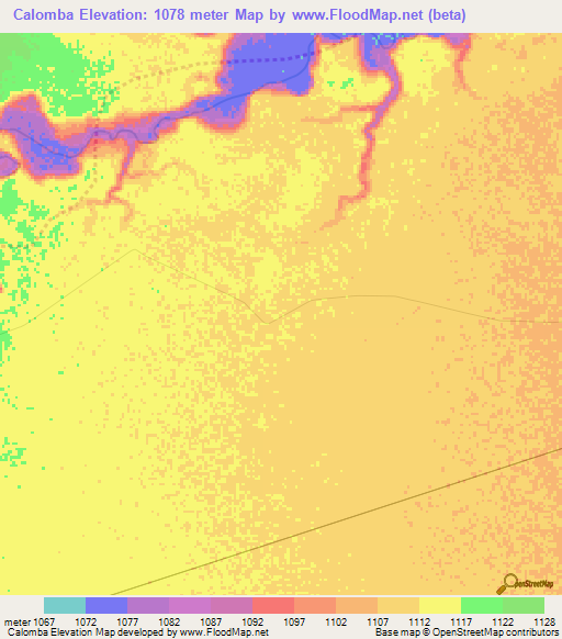 Calomba,Angola Elevation Map