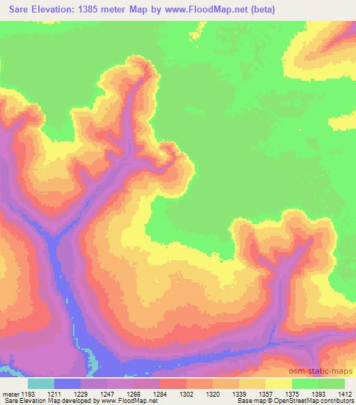 Sare,Angola Elevation Map