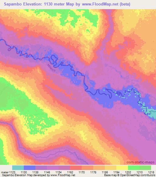Sapambo,Angola Elevation Map