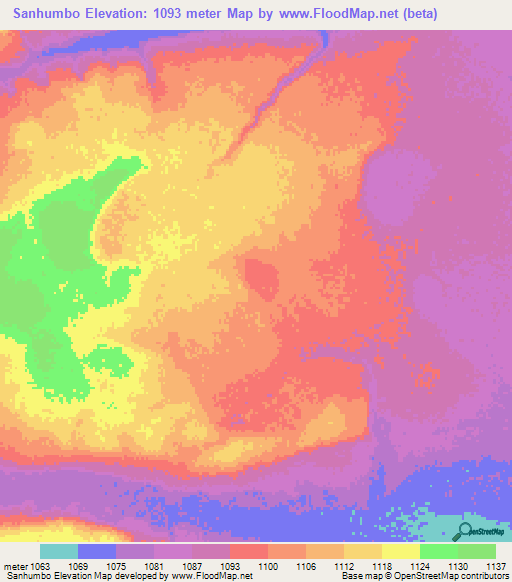 Sanhumbo,Angola Elevation Map