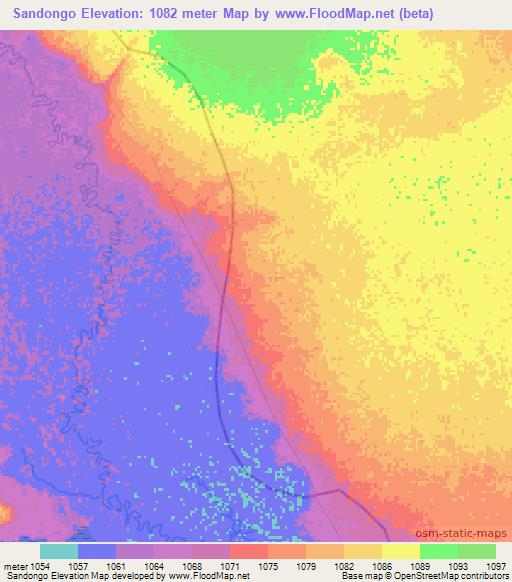 Sandongo,Angola Elevation Map