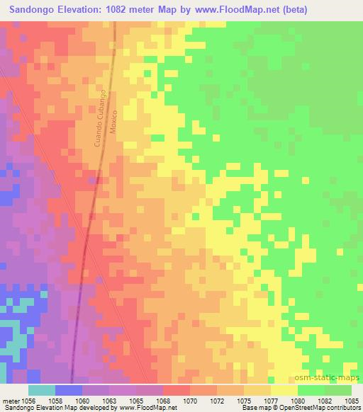 Sandongo,Angola Elevation Map