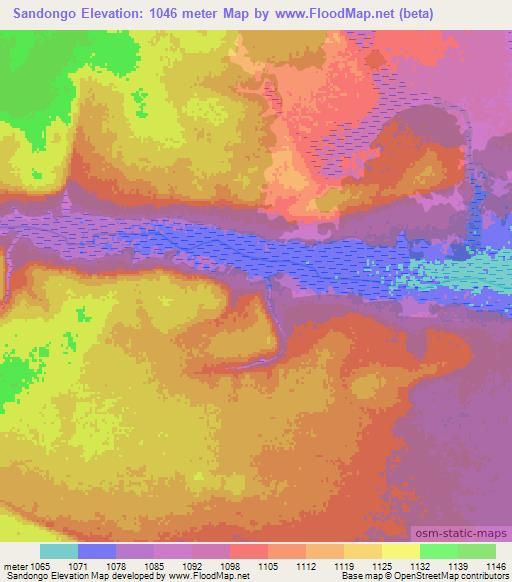 Sandongo,Angola Elevation Map