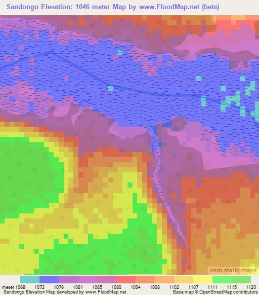 Sandongo,Angola Elevation Map