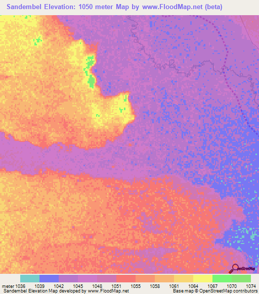 Sandembel,Angola Elevation Map