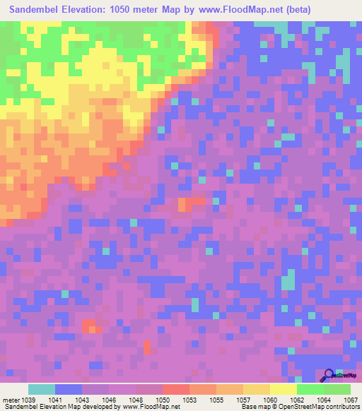 Sandembel,Angola Elevation Map