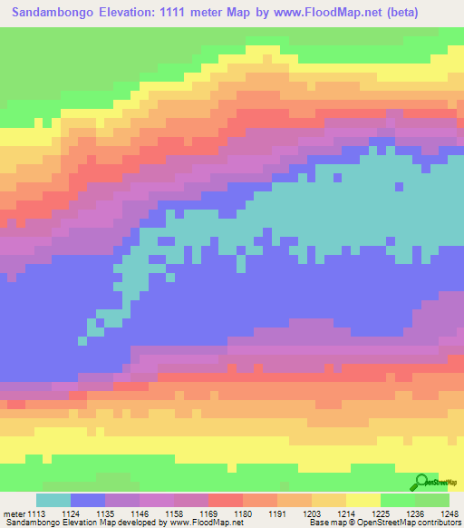 Sandambongo,Angola Elevation Map