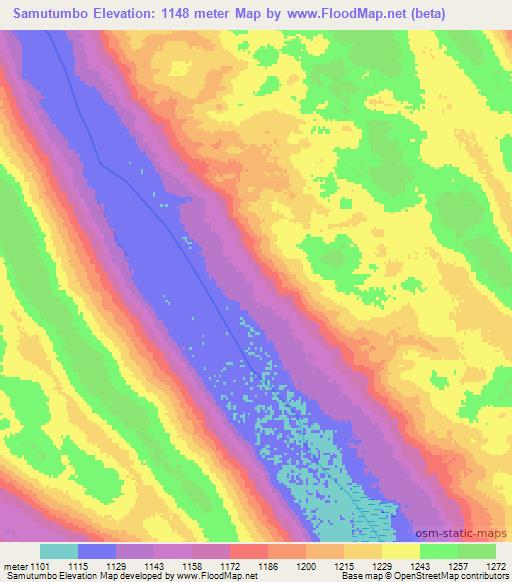 Samutumbo,Angola Elevation Map