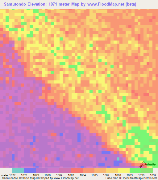 Samutondo,Angola Elevation Map