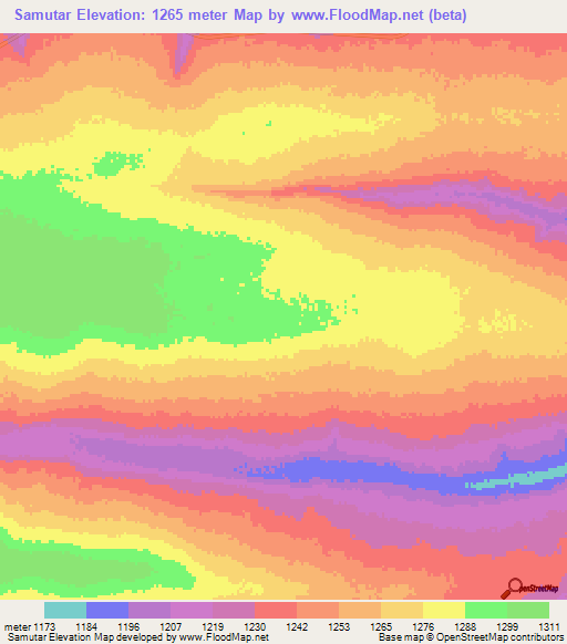 Samutar,Angola Elevation Map