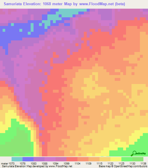 Samuriata,Angola Elevation Map
