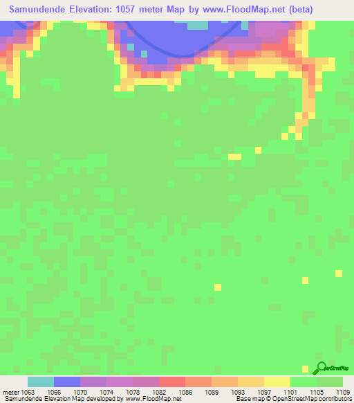 Samundende,Angola Elevation Map