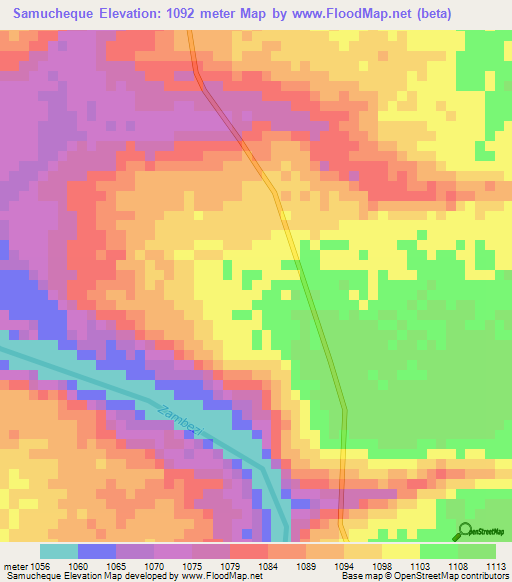 Samucheque,Angola Elevation Map